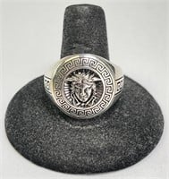 Men's Solid Sterling Vesachi LOGO (Madussa) Ring