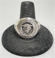 Men's Solid Sterling Vesachi LOGO (Madussa) Ring