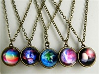 15 NEBULA GALAXY DOUBLE SIDED GLASS PENDANTS