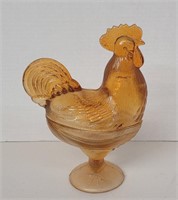 Amber Standing Rooster - glass