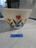 FIRE KING BOWL MEDIUM SIZE WITH TULIPS