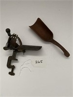 Double Cherry Pitter & A Early Wooden Scoop