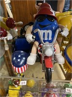 blue M&M guy on motorcycle it was sidecar