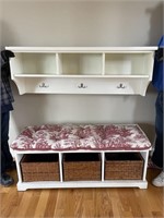 POTTERY BARN BENCH WITH CUSHION & WALL SHELF