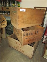 3pc Vintage Wood Crates Largest 17 x 21