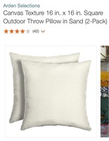 Square Outdoor Throw Pillow in Sand (2-Pack)