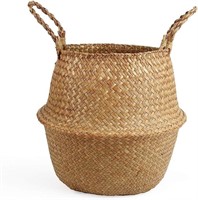 Bluemake Woven Seagrass Belly Basket For Storage