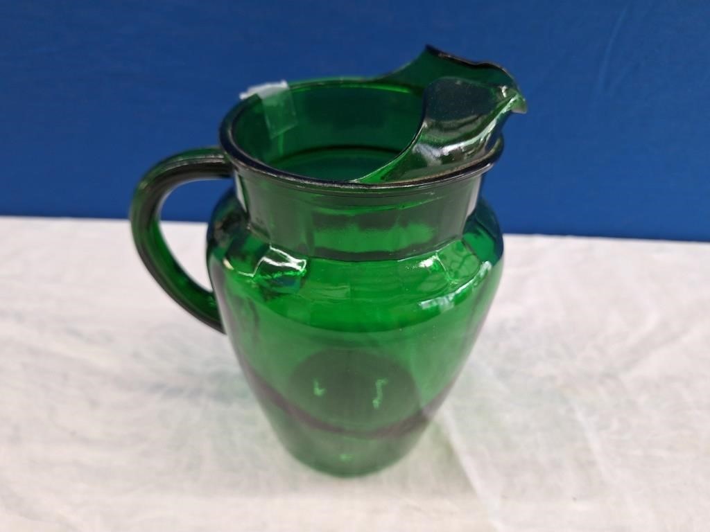 Anchor Hocking Forest Green Glass Pitcher