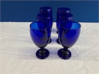 Cobalt Blue 7" Stemmed Iced Water Glasses