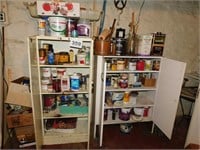 PAINT SUPPLIES & TWO CABINETS-MUST TAKE ALL