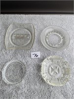 Lot of 4 Clear Glass Ashtrays