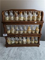 Vintage Wooden Spice Rack with Spice Bottles