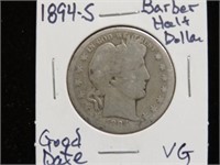 1894 S BARBER HALF DOLLAR 90%
