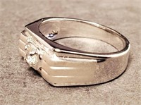 Rhinestone Ring Silver Tone Size 11