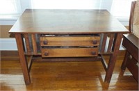 ANTIQUE OAK LIBRARY TABLE APPROX. SIZE……