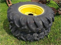 2- 14.9-24 Tractor Tires / JD Rims - 1-Slit