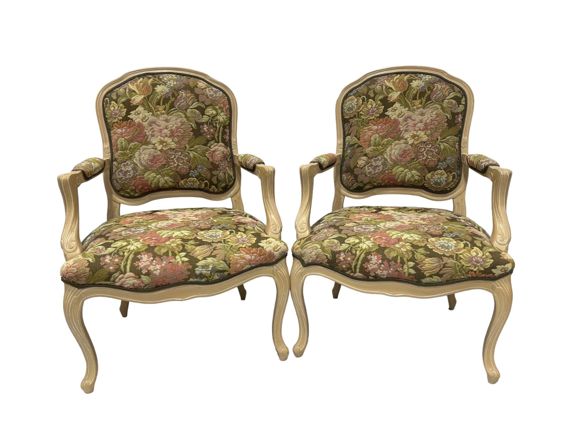 Pair of French Provincial Style Arm Chairs