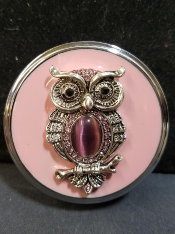 Cute Pink Owl Travel Pill Organizer, 2.25" x
