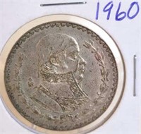 1960 Mexican Un Peso Silver Coin