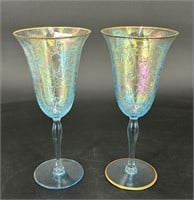 Pair of Brocaded Acorns 8" stemmed water goblets