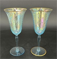 Pair of Brocaded Acorns 8" stemmed water goblets