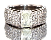 Platinum 1.84 ct Natural Radiant Diamond Ring