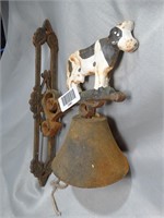 Old Cast Iron Wall Mounted Cow Bell