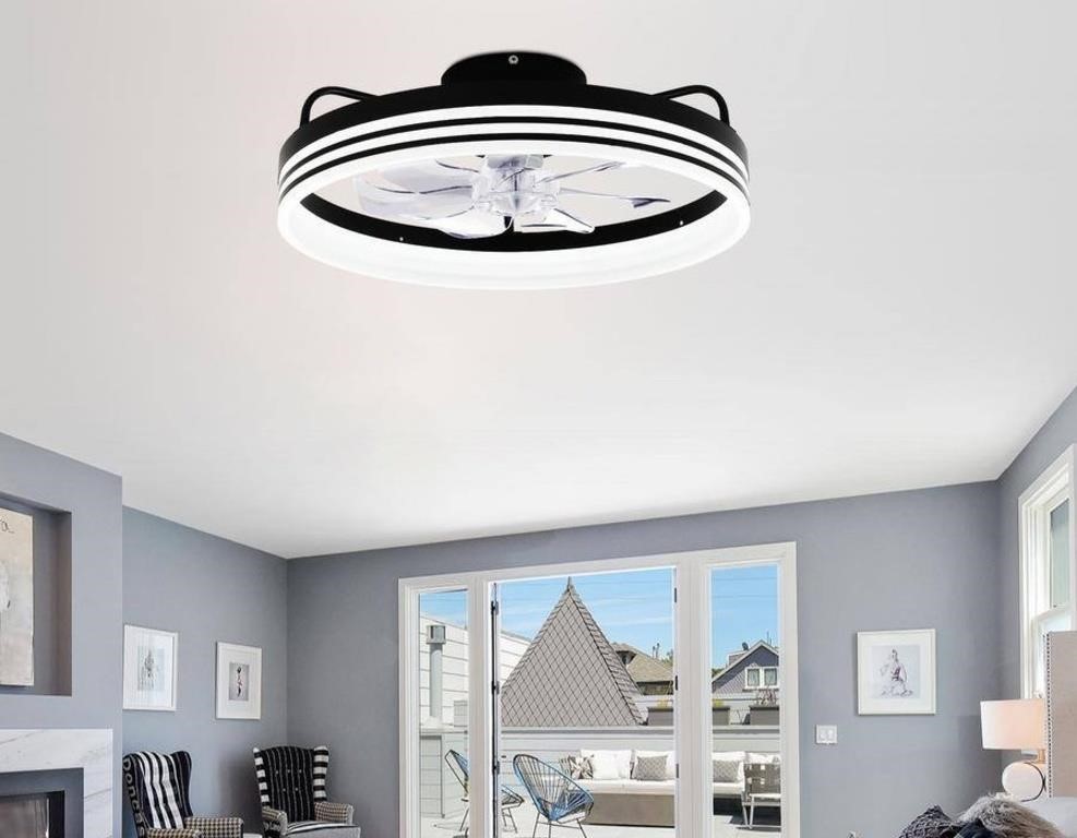 20 in. LED Indoor Flush Mount Black Low Profile