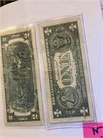 Scarce bar note and 1976 Bicentennial $2 note
