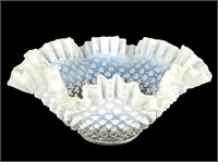 Deep Ruffle Rim Opalescent Hobnail Bowl