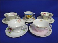 (5) Tea Cups & Saucers