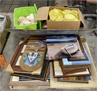 Pallet lot of many items including paintings,