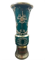 Porcelain Vase with Sterling Silver Overlay Trophy