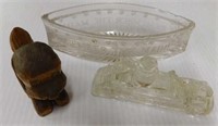 Glass "Remember the Maine" candy dish base, no top