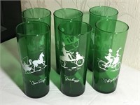 Lot of 6 Green Vintage Glasses