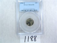 1968-D Roosevelt Dime, PCGS Graded MS66FB