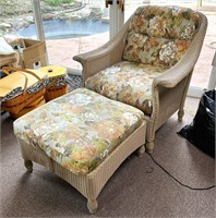 WICKER CHAIR & OTTOMAN