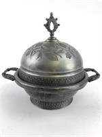 Pairpoint Mfg Co Etched Silverplate Lidded Butter