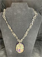 Silver Tone Hand Made Art Piece Necklace
