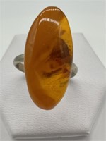 Antique Genuine Amber Ring w/ Fine Inclusions