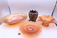 4 Pcs. Fenton Blackberry & Marigold Carnival Glass