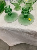 Pair of Green Candle Stick Holders