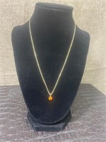 14KGF NECKLACE WITH AMBER STONE PENDANT