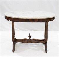 Furniture Oval Victorian Marble Top Table