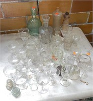 42 Piece Assorted Glass- Cups, Bottles, and Small