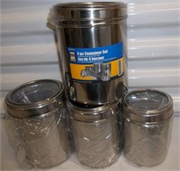 New 4 Pc Stainless Steel Canister Set