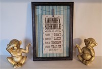 Nice Laundry Sign With 2 Resin Monkeys