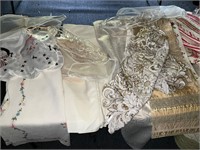 Table Lot of Linens/Curtains