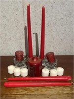 Estate Lot of Candles and Glass Candle Holders