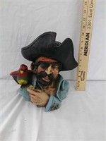11 inch tall resin pirate head statue. Marked V